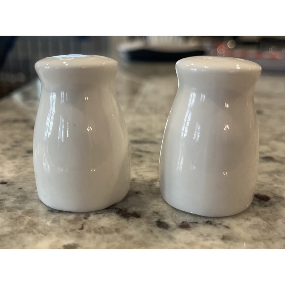 Small Ceramic White Salt And Pepper Shakers Approx 2" Tall
